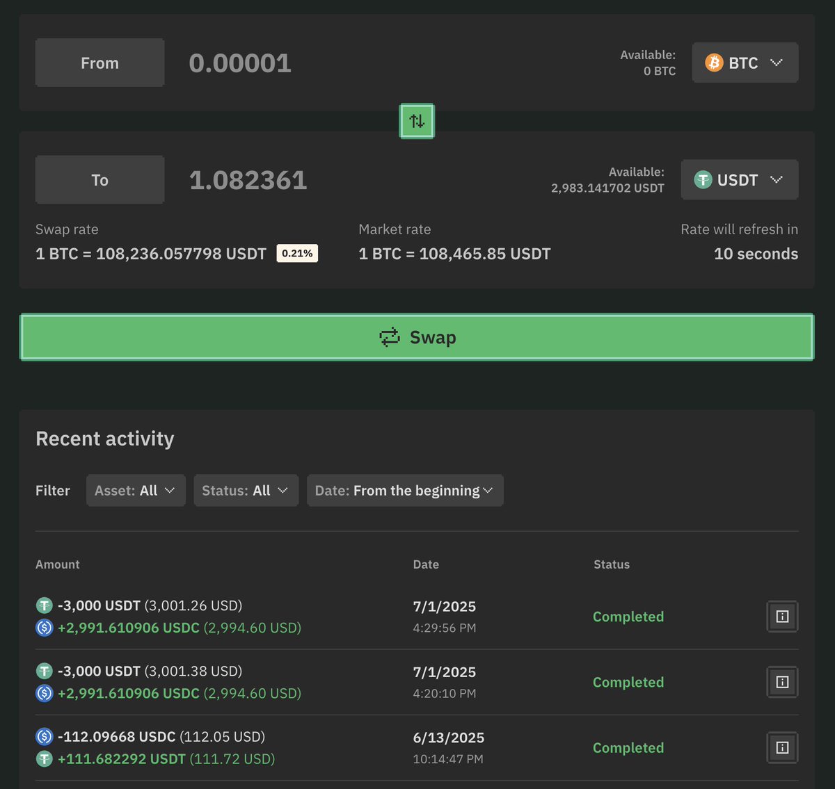 NoonesTech's tweet image. 🚀 Do you like the new Swap History design on @noonesapp?
Now it’s cleaner, faster, and shows all your past swaps right where you need them.
No extra clicks, just smooth tracking.
Try it now! noones.com/convert
Try it out and let us know what you think! 👇💬
#Crypto #UX…