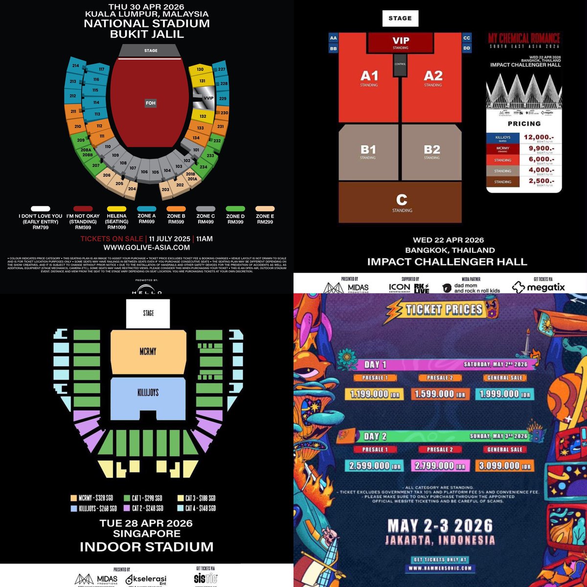xdidiandrax's tweet image. Why everyone should come to My Chemical Romance live in KL?
- Most affordable tickets price in this tour
- Biggest venue in Southeast Asia
- 100% stadium experience like American tour
- Paylater option available
- If you are Malaysian, no need to travel oversea!
#MCRLiveInKL