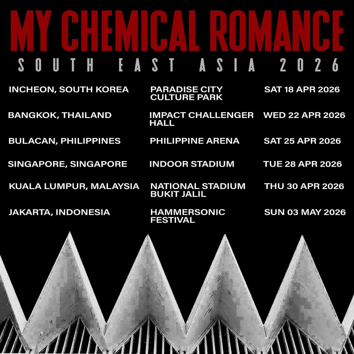 xdidiandrax's tweet image. Why everyone should come to My Chemical Romance live in KL?
- Most affordable tickets price in this tour
- Biggest venue in Southeast Asia
- 100% stadium experience like American tour
- Paylater option available
- If you are Malaysian, no need to travel oversea!
#MCRLiveInKL