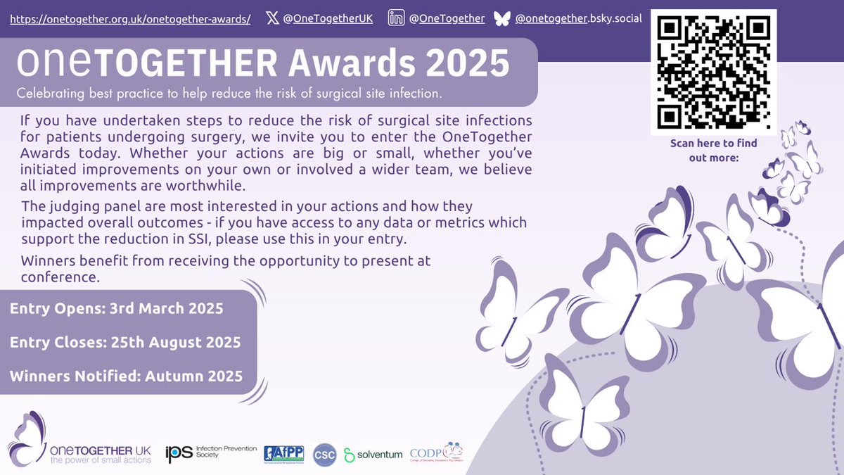 Great opportunity for #ODPs to showcase your initiatives to reduce Surgical Site Infections (SSIs), closing date extended to August 25th.

onetogether.org.uk/onetogether-aw…

codp.org.uk