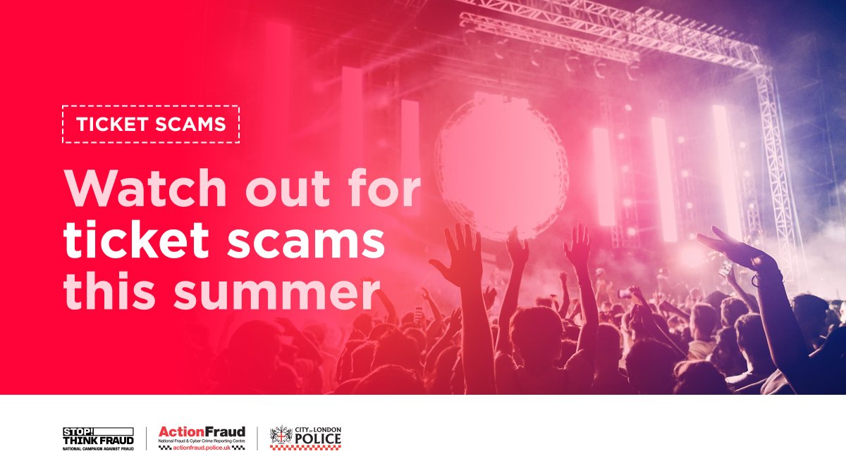 reportfrauduk's tweet image. Hoping to get tickets for the top summer events? Stay safe from #TicketFraud.

✅Only buy tickets from trusted sources.
❌Say no to bank transfers and pay by credit card instead.
🔐 Protect your accounts.
🔎 Check if your ticket vendor is a @STARticketing member.

Find out more…