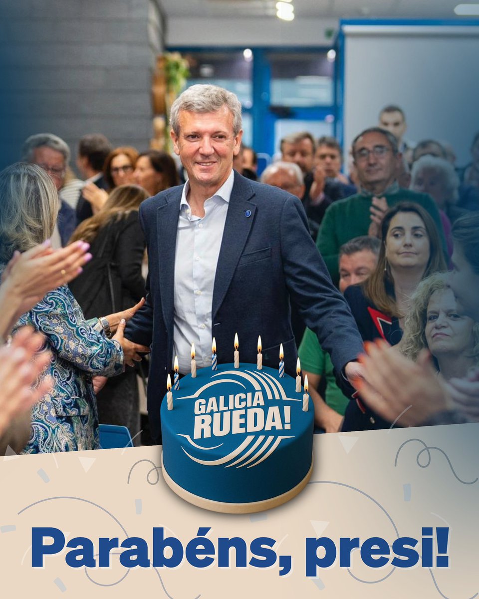 Parabéns, presi! 🛞🎂

Por moitos anos máis nos que poidamos seguir dicindo que Galicia conta cun presidente do PPdeG e que leva o nome de <a href="/AlfonsoRuedaGal/">Alfonso Rueda</a>.

Estilo propio ao servizo da nosa terra: #GaliciaRueda!