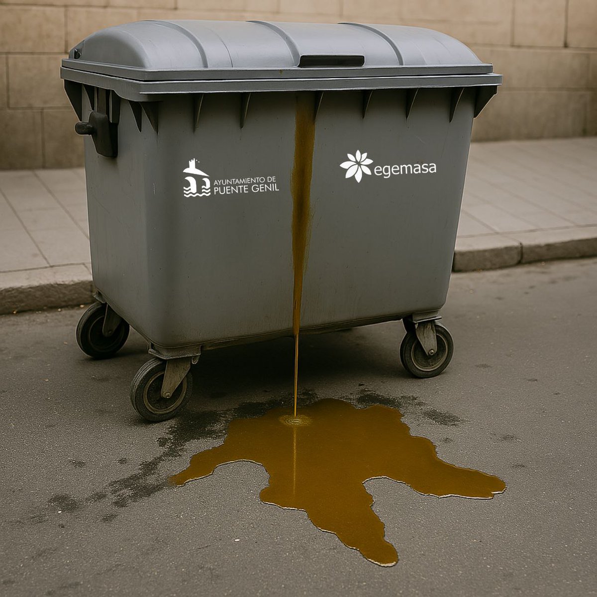 Ayer atendimos un aviso de la <a href="/PoliciaPteGenil/">Policía Puente Genil</a> por un derrame de aceite en un contenedor de R.S.U.🛢️

Recordamos que el aceite usado NO debe tirarse en estos contenedores.

📍Llévalo al punto limpio.
Cuidemos juntos el entorno 🌍♻️
#Residuos #PuntoLimpio #MedioAmbiente