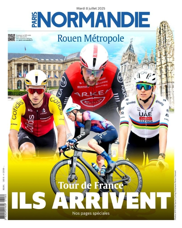 #TDF2025 <a href="/LeTour/">Tour de France™</a> arrive à <a href="/Rouen/">Ville de Rouen</a> ! Et il s'affiche en Une de Paris Normandie avec <a href="/LouvelMatis/">Matis Louvel</a> <a href="/kevin_vauquelin/">Kevin Vauquelin</a> <a href="/damientouze/">Damien Touzé</a> et <a href="/TamauPogi/">Tadej Pogačar</a>. Retrouvez nos pages spéciales  ⤵