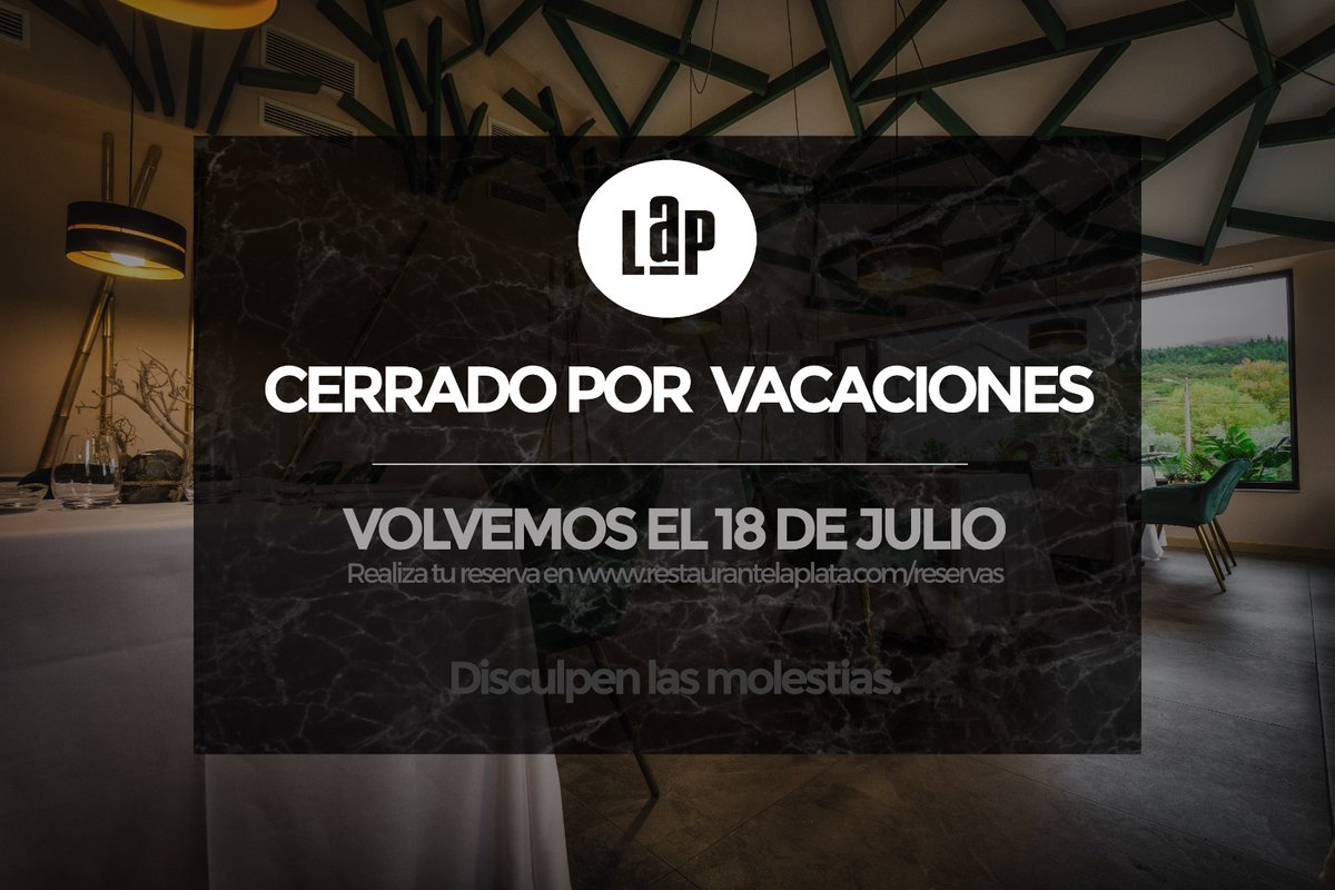 Nos tomamos un respiro… para volver con más alma.
Del 7 al 17 de julio, Restaurante La Plata permanecerá cerrado por vacaciones.
El día 18 volvemos a abrir nuestras puertas, con nuevas ideas, nuevos sabores

🖱️ restaurantelaplata.com