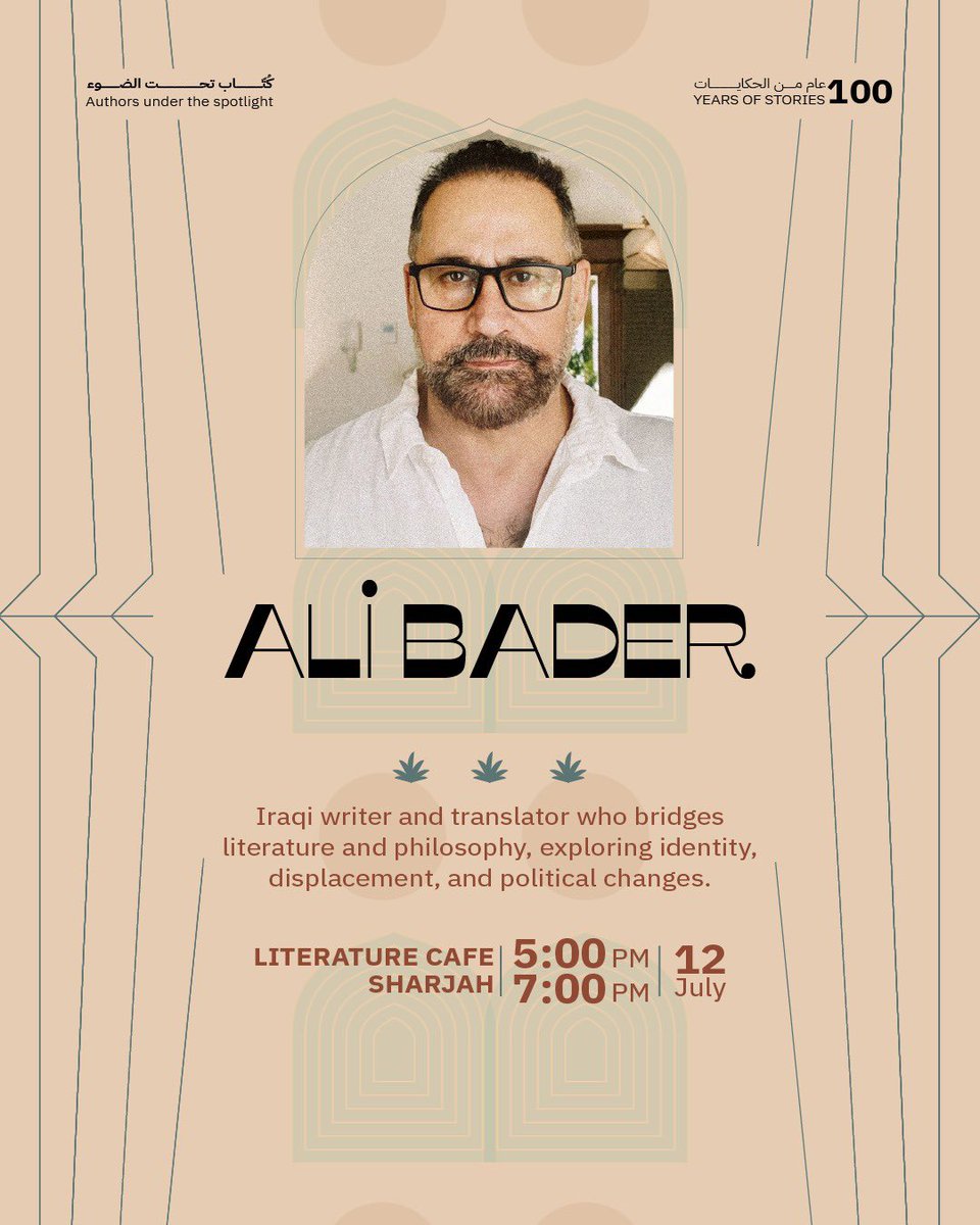 ⠀
في كُتّاب تحت الضوء، الكلمات لا تنتهي عند آخر سطر.
موعدكم مع علي بدر في مكتبة الشارقة، 12 يوليو 2025، لنتعمق في قضايا الهوية والخيال والتحوّلات الثقافية.
⠀⠀
#الإمارات #مكتبات_الشارقة