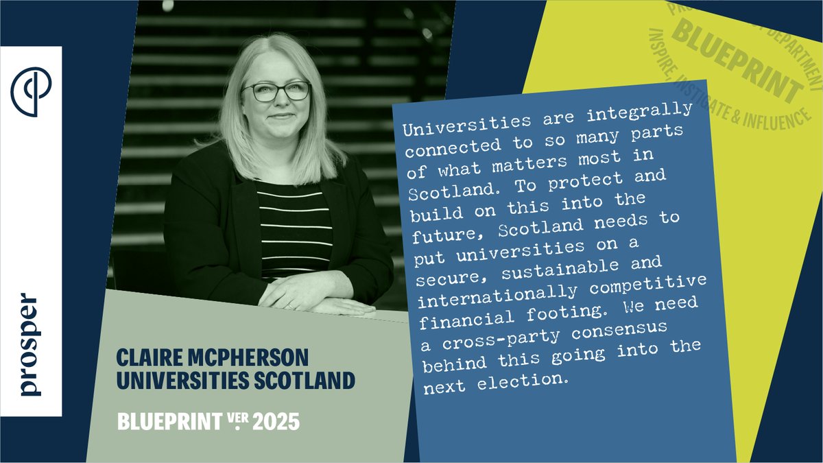ProsperScot's tweet image. Scotland’s universities are deeply connected to what matters most - jobs, health, climate and opportunity. But to keep delivering for the country, they need a secure and sustainable future.

Our Blueprint calls for long-term support and a renewed commitment to the role of…