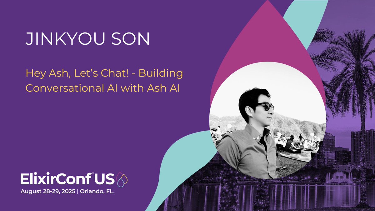 ElixirConf's tweet image. Want to build AI systems that scale to millions? Learn from Elixir pros like @georgeguimaraes, Aaron Votre, Jinkyou Son & Micah Woods at ElixirConf US 2025. AI + Elixir = next-level power. elixirconf.com/#speakers