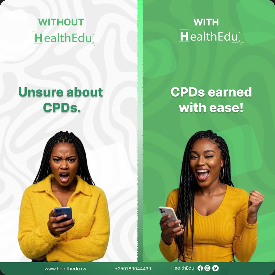 You don’t have to guess your way through CPDs anymore!
✨ Join HealthEdu today and earn CPD points the easy way for FREE.
healthedu.rw
hashtag#HealthEdu hashtag#CPDPoints hashtag#HealthCareLearning