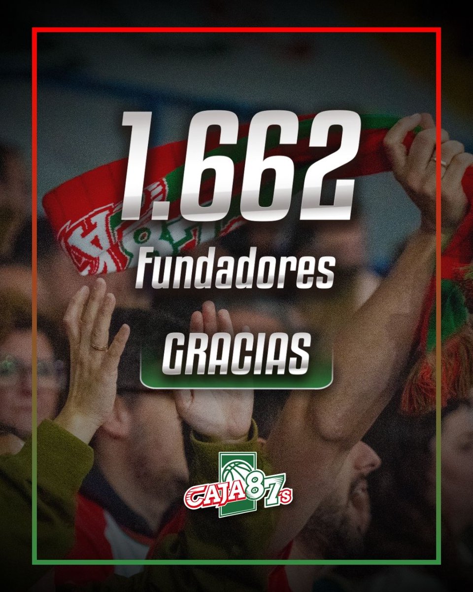 🏀 Cerrado el plazo de renovación con 1.662 fundadores. 

¡Gracias!

Vamos a por los nuevos abonados ! 
Con 465 ya igualamos el año pasado. Y a por más!! Vamos a por ello Cajistas!

❤ Encaja tu pasión 💚

Abónate aquí 
👉🏼 caja87baloncesto.es/abonate/
