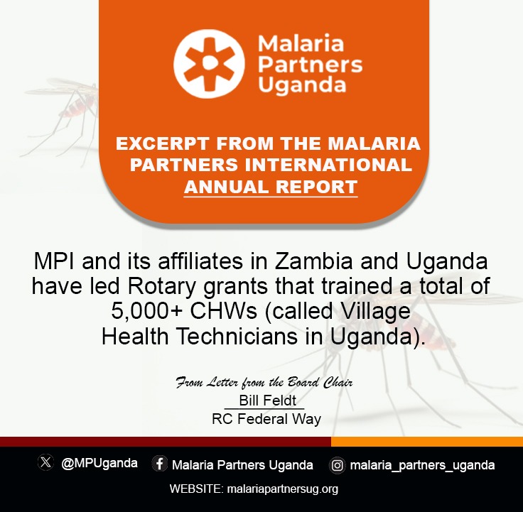 Malaria Partners Uganda (MPU) (@mpuganda) on Twitter photo July begins a new year, and at the end of the year, we bring "Excerpts from The Malaria Partners International Annual Report."
Today's Highlight cones from the Remarks of our new Board Chair, Rtn. <a href="/Billfeldt/">David Billfeldt</a> from the Rotary Club of Federal Way July begins a new year, and at the end of the year, we bring "Excerpts from The Malaria Partners International Annual Report."
Today's Highlight cones from the Remarks of our new Board Chair, Rtn. <a href="/Billfeldt/">David Billfeldt</a> from the Rotary Club of Federal Way