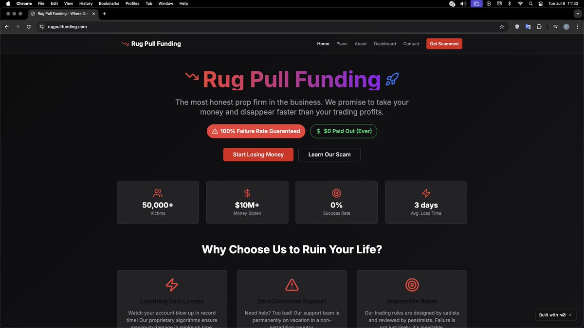 Sonunda dürüst bir fon firması gördük şükür.
rugpullfunding.com