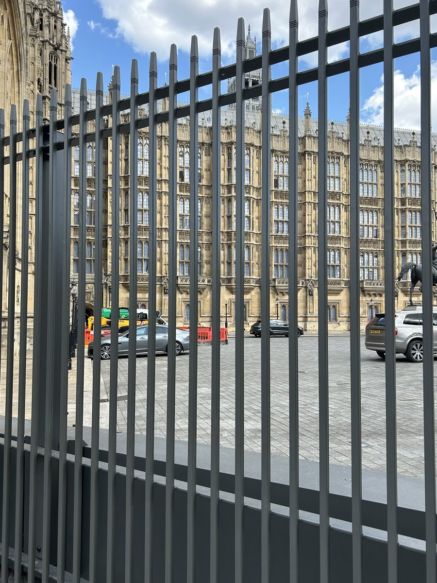 No one involved seems to have asked if hiding a parliament behind prison bars was appropriate. No one seems to have been aware of fine tradition of Westminster’s decorative security ironwork exemplified by every single neighbouring building &amp; by other parts of the House of Lords