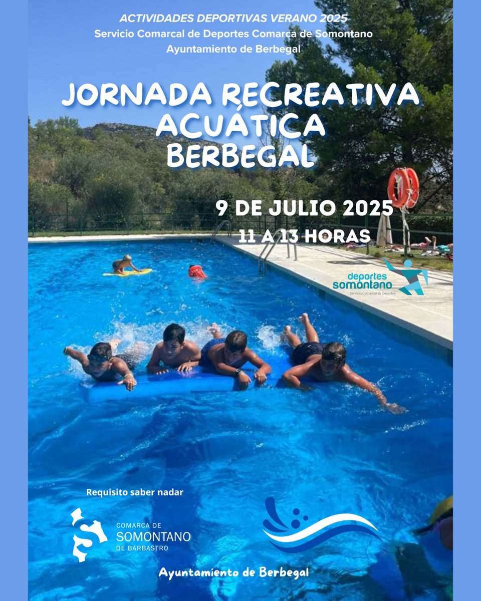 villadeberbegal's tweet photo. 🎉 ¡Empiezan las Fiestas de Verano de Berbegal 2025!

🕚 11:00 h – Juegos acuáticos infantiles (piscinas)
🕣 20:30 h – VI Andada nocturna “Amigos de las Cruces”

👉 Programa completo: https://t.co/a0RcGEOWM5

#FiestasBerbegal2025 #Berbegal #Somontano #Huesca https://t.co/JW9MaF7ro2