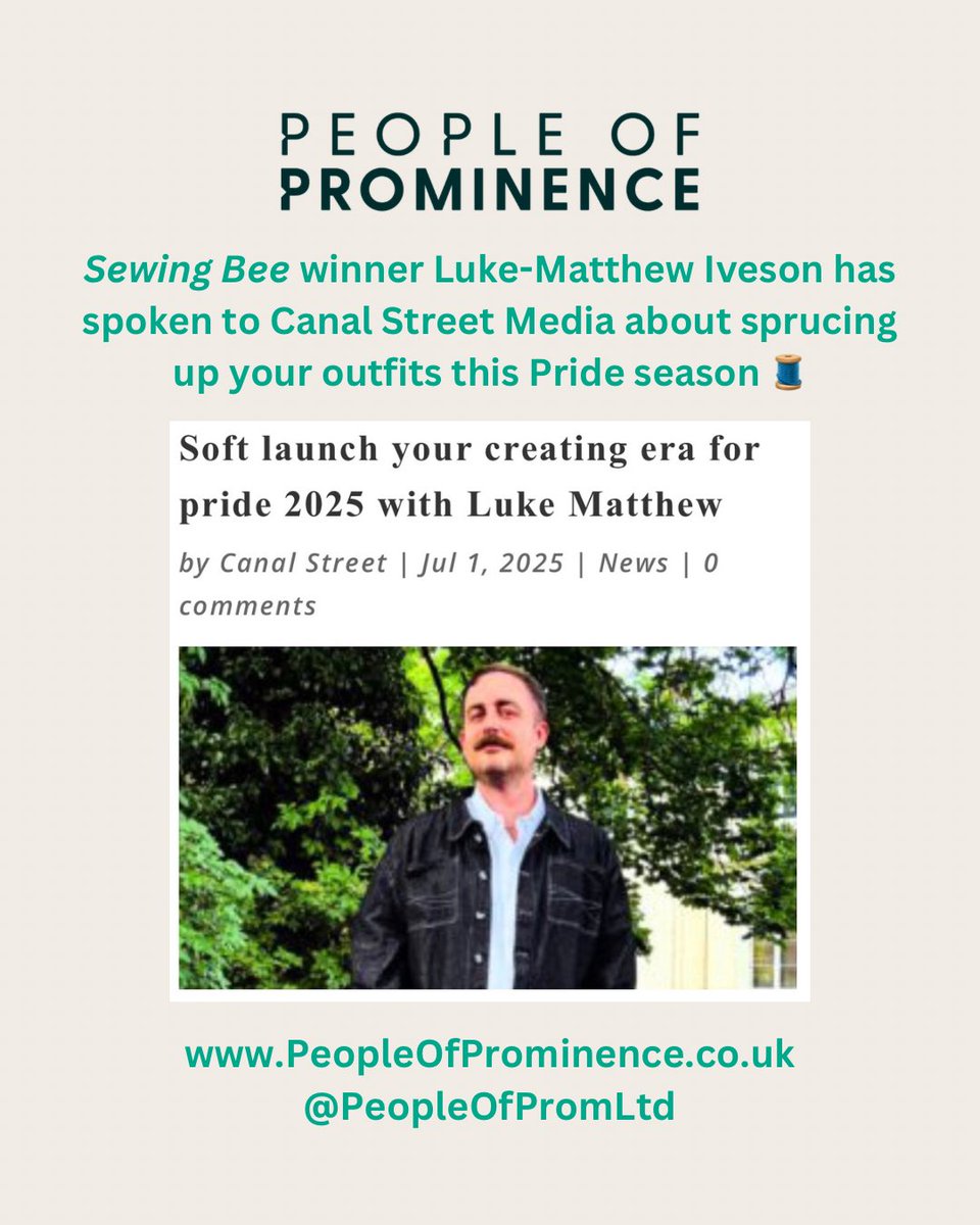 The Prominence Collective (@thepromcolhq) on Twitter photo Sewing Bee winner Luke-Matthew Iveson has spoken to <a href="/canalstmancs/">Canal Street 🏳️🌈</a> about sprucing up your outfits this Pride season 🧵
#Sewing #FashionDesign #Upcycling Sewing Bee winner Luke-Matthew Iveson has spoken to <a href="/canalstmancs/">Canal Street 🏳️🌈</a> about sprucing up your outfits this Pride season 🧵
#Sewing #FashionDesign #Upcycling