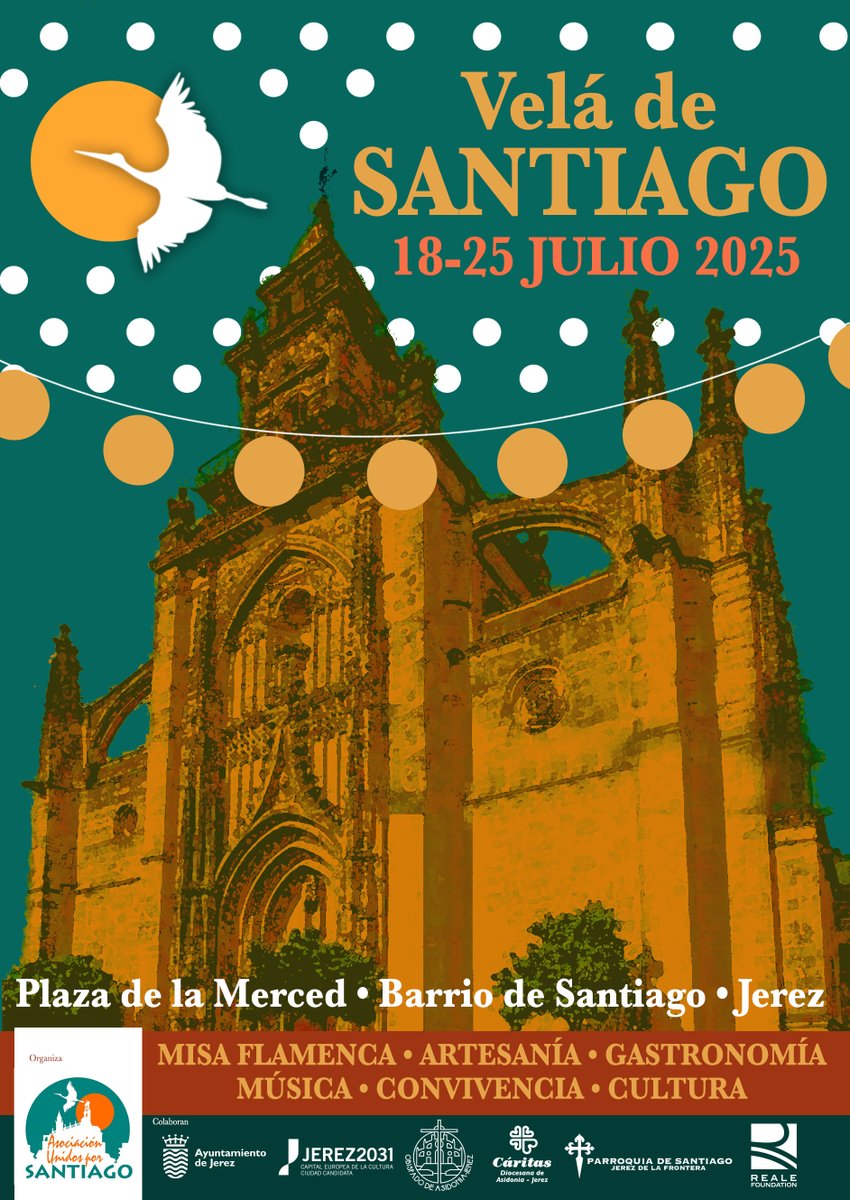 "VELÁ DE SANTIAGO" Misa Flamenca - Artesanía - Gastronomía - Música - Convivencia - Cultura. Del 18 al 25 de Julio. Plaza de la  Merced - Barrio de Santiago
jerez.es/eventos/detall… 
#turismojerez #jerez2031 #jerezdelafrontera