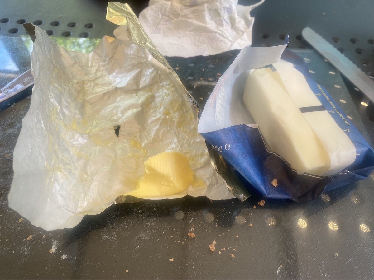 Irish vs Italian butter.  And it tastes as bad as it looks!  No wonder they use olive oil.