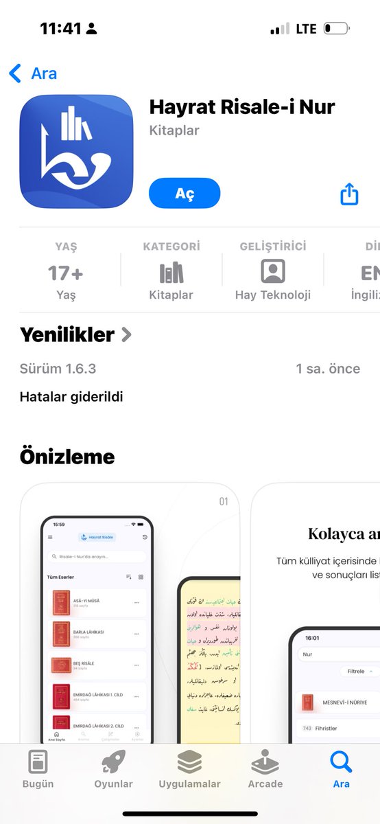 Esselamü Aleyküm ve rahmetullahi ve berekatühü

Sevgili, Aziz ve sadık kardeşlerim

Risale-i Nur mobil arama motoru uygulamamız

Tüm insanlığa hayırlı olsun. 
Ya  Allah Bismillah. 🎀✂️

📱 iOS → apps.apple.com/app/hayrat-ris…

🤖 Android → play.google.com/store/apps/det…