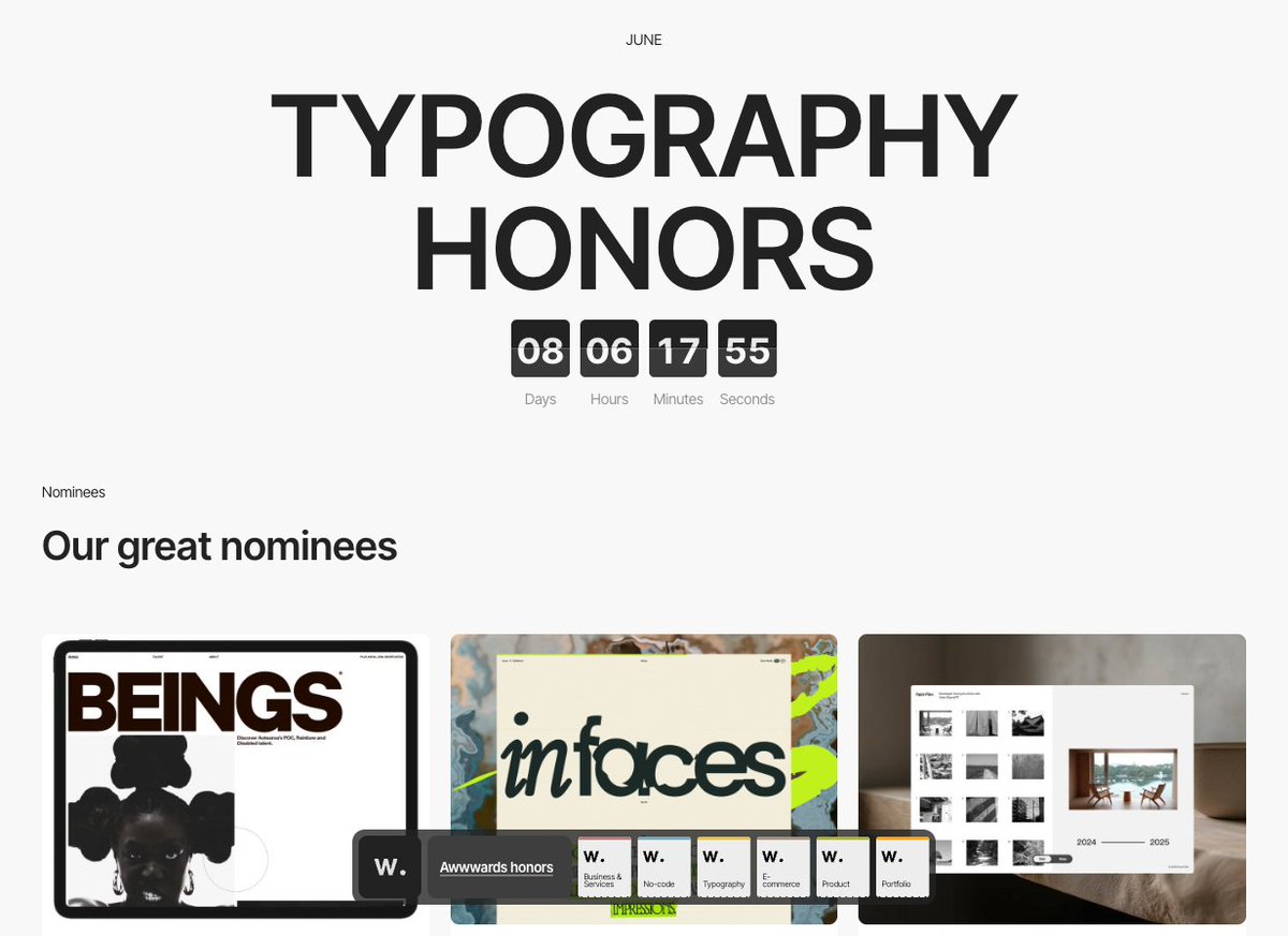 __o_state's tweet image. FaintFilmがTypography Honorsにノミネートされました！
投票制となっていますので、もしよろしければ投票していただけると嬉しいです☺️

▼URL
↪︎ awwwards.com/honors/typogra…

#awwwards