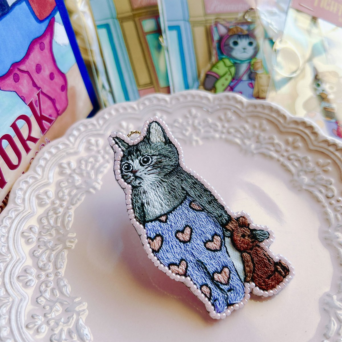 アンテーク♡アメリカ購入♡ベア刺繍額 アンテーク♡アメリカ購入