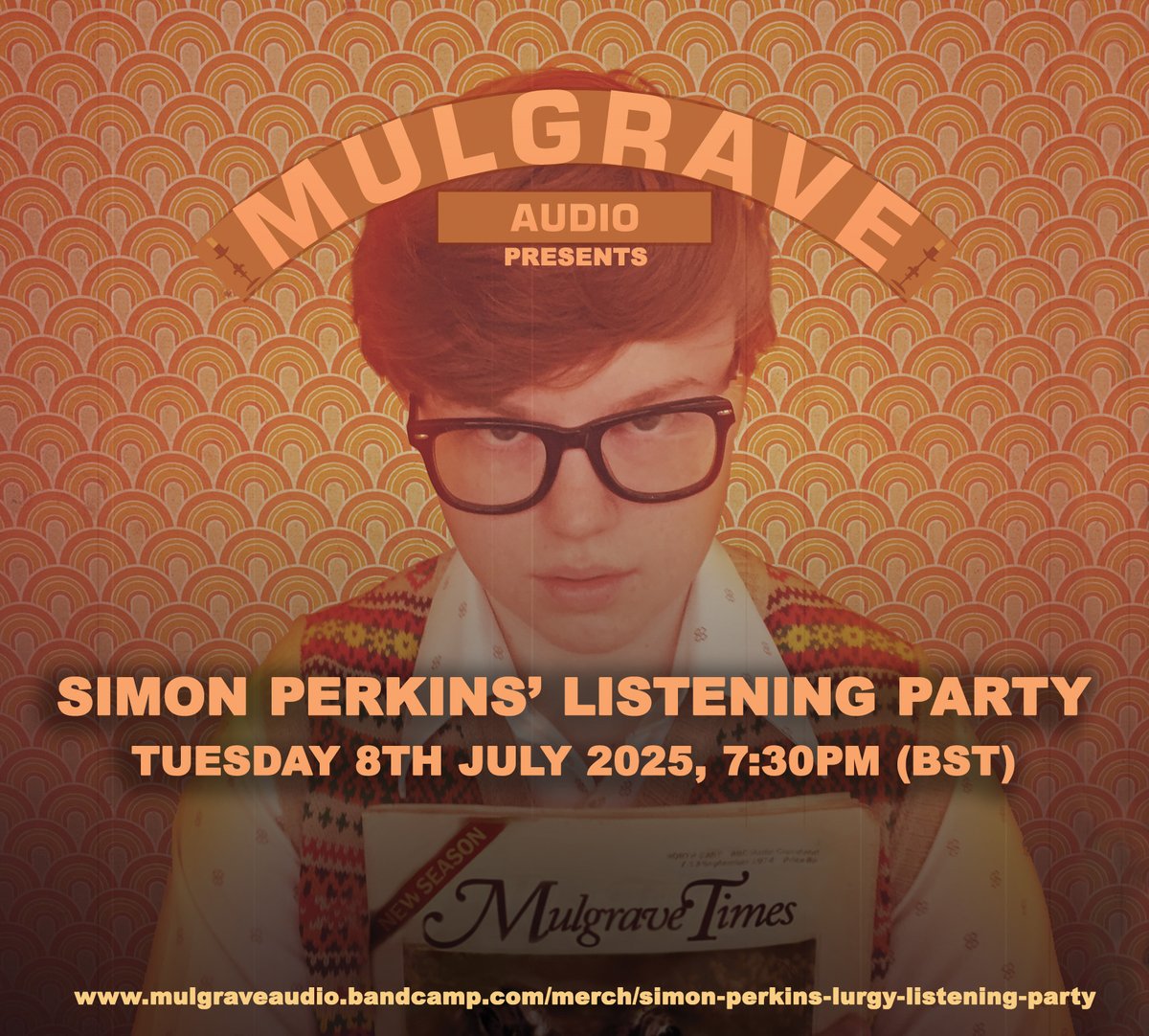 Perkins Party! Tonight, 7.30pm. Join the full Mulgrave Audio team plus lead actor Ethan Warren for a free listen-through of our debut play 'Simon Perkins' Lurgy', set in 1974. Flash sale as well... today only, Perkins CDs just £5.99 and downloads £3.99. Just head to our Bandcamp.