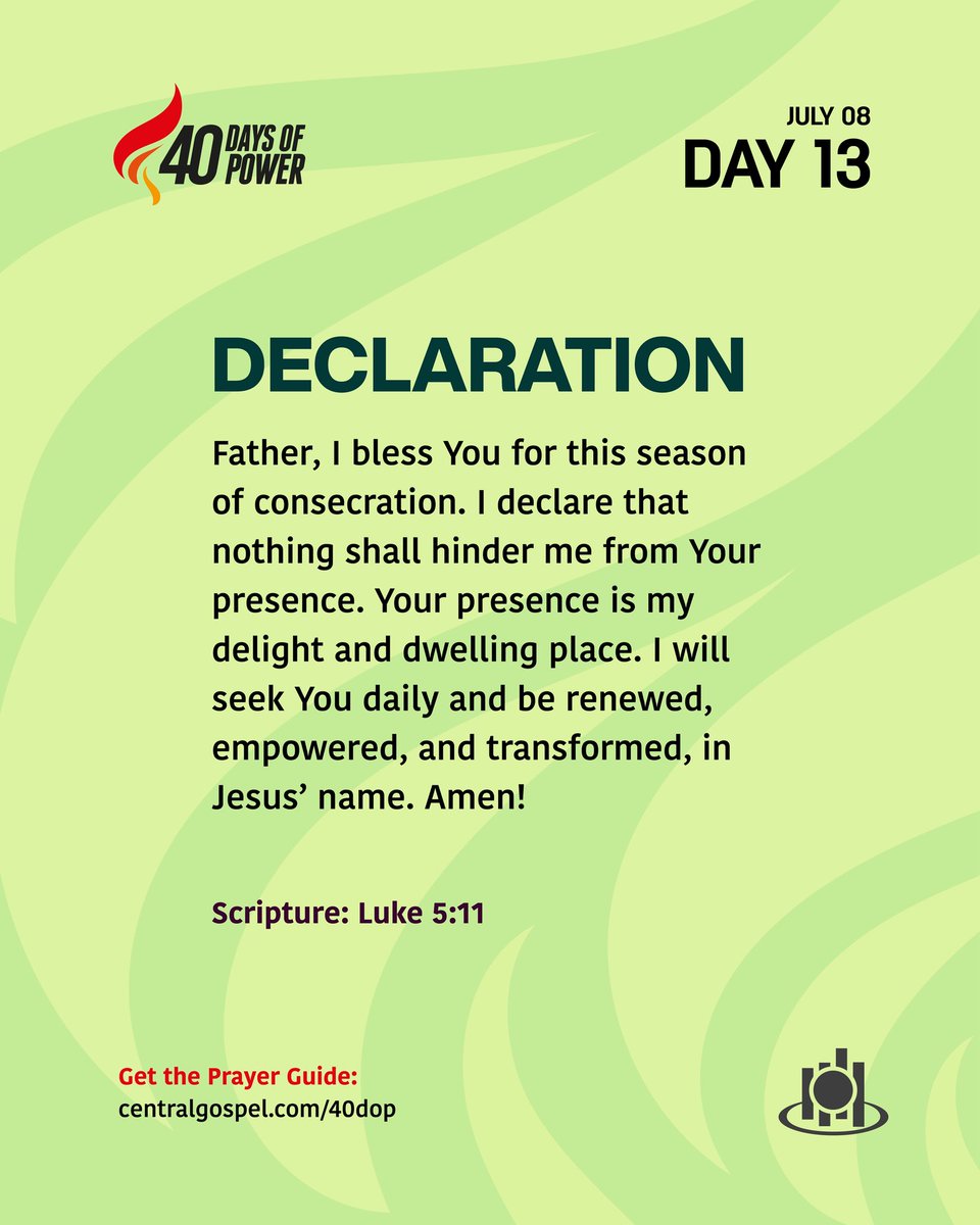 icgcrhematemple's tweet image. Day 13 of 40 Days of Power

YOUR PRESENCE OUR DELIGHT AND DWELLING PLACE.

#40DaysOfPower #GW2025