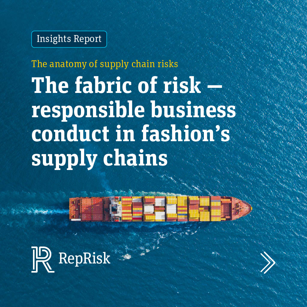 RepRisk's tweet image. Just released: Our RepRisk Insights report on supply chain risks – with a spotlight on the fashion industry. 👉 Explore the results and read the report: reprisk.com/insights/news-… #SupplyChainRisks #Sustainability