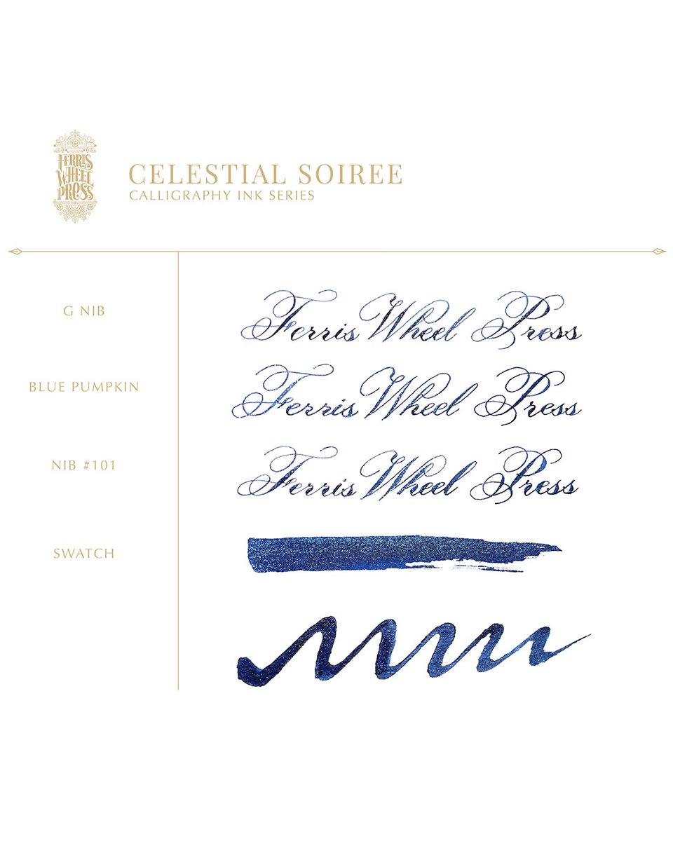 星月夜のソワレ。

七夕の余韻を引き継ぐように、今夜もきらびやかな天空をテーマにしたインクをご紹介しましょう。

カリグラフィーインク（顔料）
ファンシフル イベント コレクションより

「セレスティアル ソワレ」