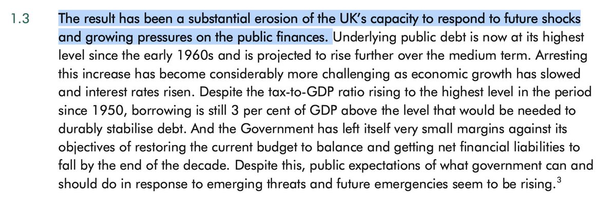 rcolvile's tweet image. The @OBR_UK's new fiscal risks report, published today, is the most polite, spreadsheet-filled horror story you will ever read. It is the bureaucratic, non-partisan equivalent of grabbing our politicians by the lapels and screaming in their faces. It is very, very bad.