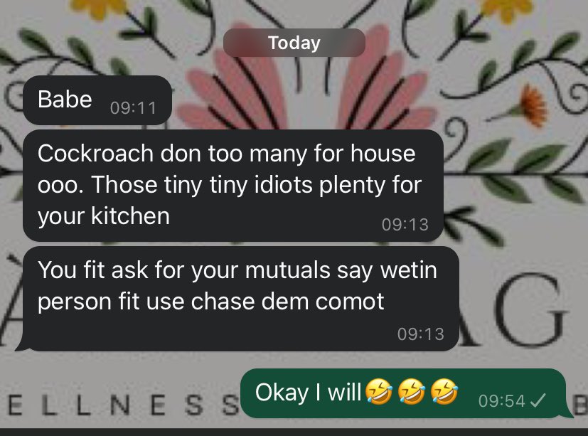 Asake_Alagbo's tweet image. Hello Mutuals, my husband said I should ask you people what we can use to chase tiny cockroaches away from my kitchen🤭