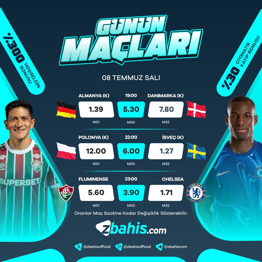 Zafer Arayanlar ZBAHIS'te !

  🇩🇪 Almanya (K)🆚Danimarka (K) 🇩🇰

 🇵🇱 Polonya (K) 🆚 İsveç (K)  🇸🇪

 🇧🇷  Fluminense 🆚Chelsea  🏴

🔹 Bugün Kazanan Kim Olacak ❓ ZBAHIS'te kazançlı bahisler için yerini al ⚠️

⭐ cutt.ly/zbahis