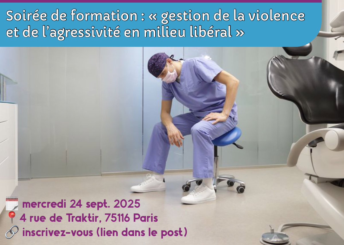urps_cd_idf's tweet photo. 🚨 Formation chirurgiens-dentistes IDF: "Comment faire face aux agressions verbales et physiques en milieu libéral"
🗓️ Mer 24/09 | 17h30-22h30 | Paris
Formation unique, axée psychologie &amp; gestion des émotions pour désamorcer l’urgence.
🎯 Inscrivez-vous 👉 https://t.co/elGvgnPZ0D https://t.co/wEEYQRsDbk