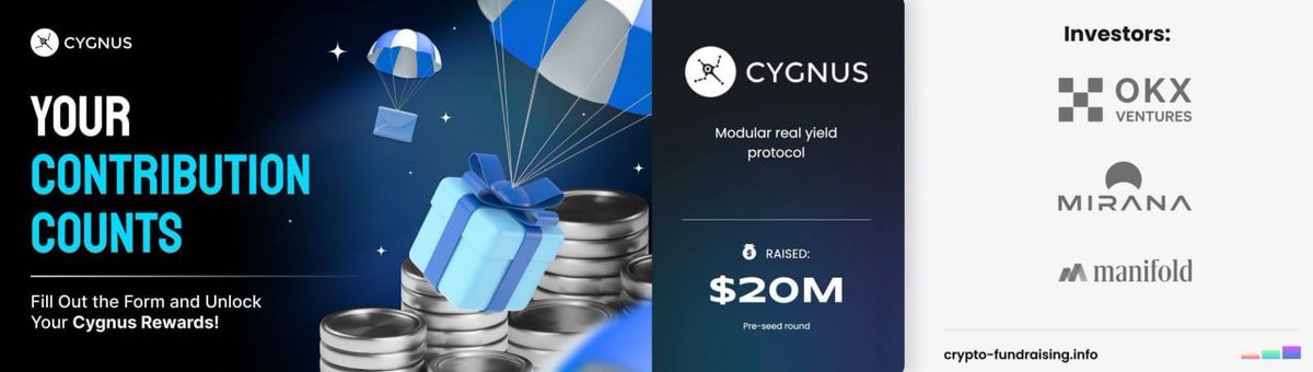 Airdrop - <a href="/CygnusFi/">Cygnus</a>  - Chain n/a - Raised $20M

Reward: Claim Points I Winner: All users I Deadline: n/a

Register: i.cygnus.finance

• login with instagram 
• tap to earn rewards 

#airdrop #cygnus