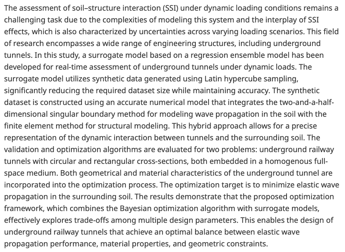 DCE_Journal's tweet image. Recently published!
Bayesian optimization of underground railway tunnels using a surrogate model
👉 bit.ly/4liaSqD
By Hassan Liravi, Hoang-Giang Bui, Sakdirat Kaewunruen, Aires Colaço & @ninic_jelena (@unibirmingham, @UPorto)
#surrogatemodel #optimisation