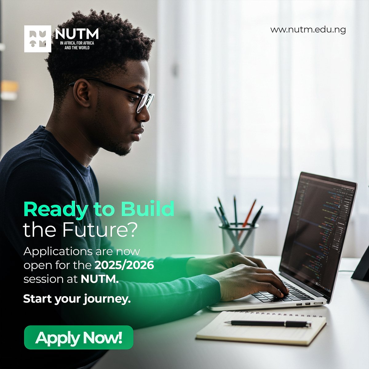 Whether you’re diving into tech, business, or innovation, this is where Africa’s future leaders are made.

World-class faculty | Exceptional Alumni Outcomes | Global Partnerships

Apply today and join NUTM this September!

nutm.edu.ng

#NUTM #AdmissionsOpen