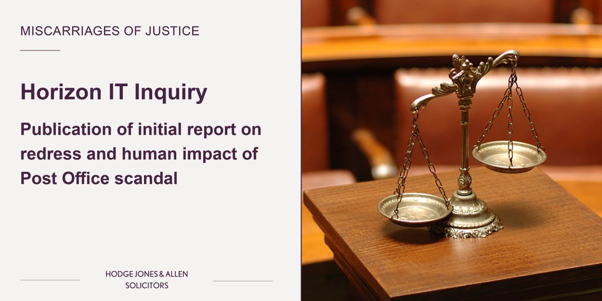The Horizon IT Inquiry’s first report is published today, spotlighting the human cost of the Post Office scandal.
 
We stand with our clients and continue to fair redress, institutional reform, and accountability for the suffering caused.

#PostOfficeScandal #PostOfficeInquiry