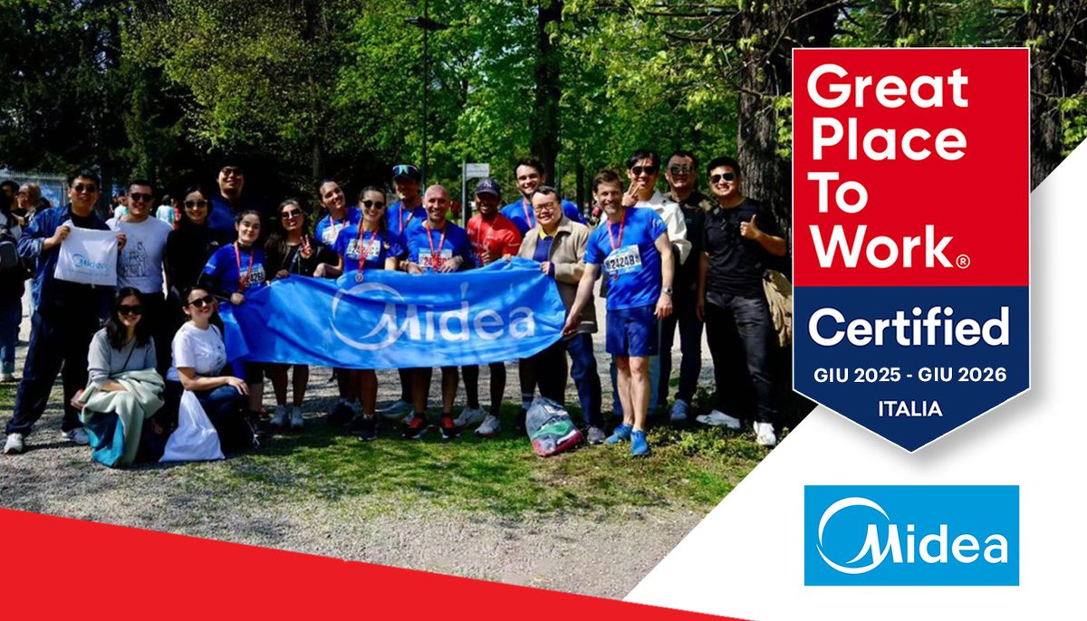 🙌 Congratulazioni a #Midea per aver ottenuto la Certificazione di #GreatPlaceToWork Italia!
👉 Maggiori dettagli sull’azienda al seguente link: hubs.ly/Q03w9mwB0 

#Gptw #azienda #greatworkplace #gptw4all #GptwCertified #lavoro