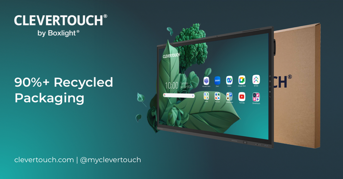 Every Clevertouch product is shipped in at least 90% recycled packaging, designed to protect our products and the planet. It's just one of the ways we're reducing our environmental impact bit.ly/3HGrUzq

#EcoPackaging #SustainableShipping #WorldEnvironmentDay