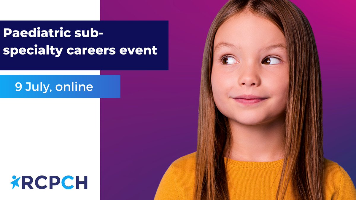RCPCHtweets's tweet photo. Last chance to register for the online RCPCH Sub-Specialty Careers Event. 
Get inspired and learn more about the paediatric sub-specialties and the recruitment process. 
Register here: https://t.co/bIoPZMLgdM 

#ChoosePaediatrics https://t.co/gTQEvNBz1l