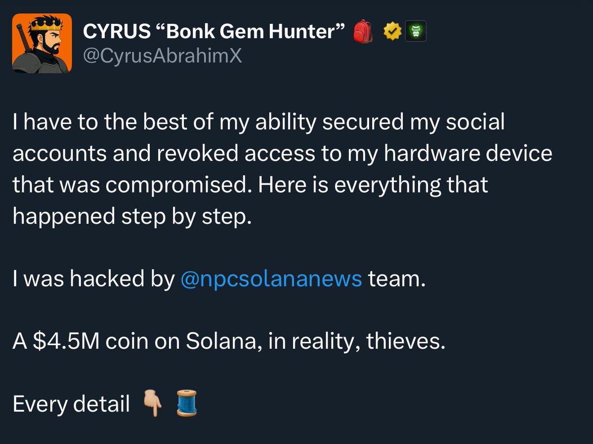 A thread of how <a href="/npcsolananews/">NPCS</a> hacked me. 

X is bugging so I will upload thread piece by piece.