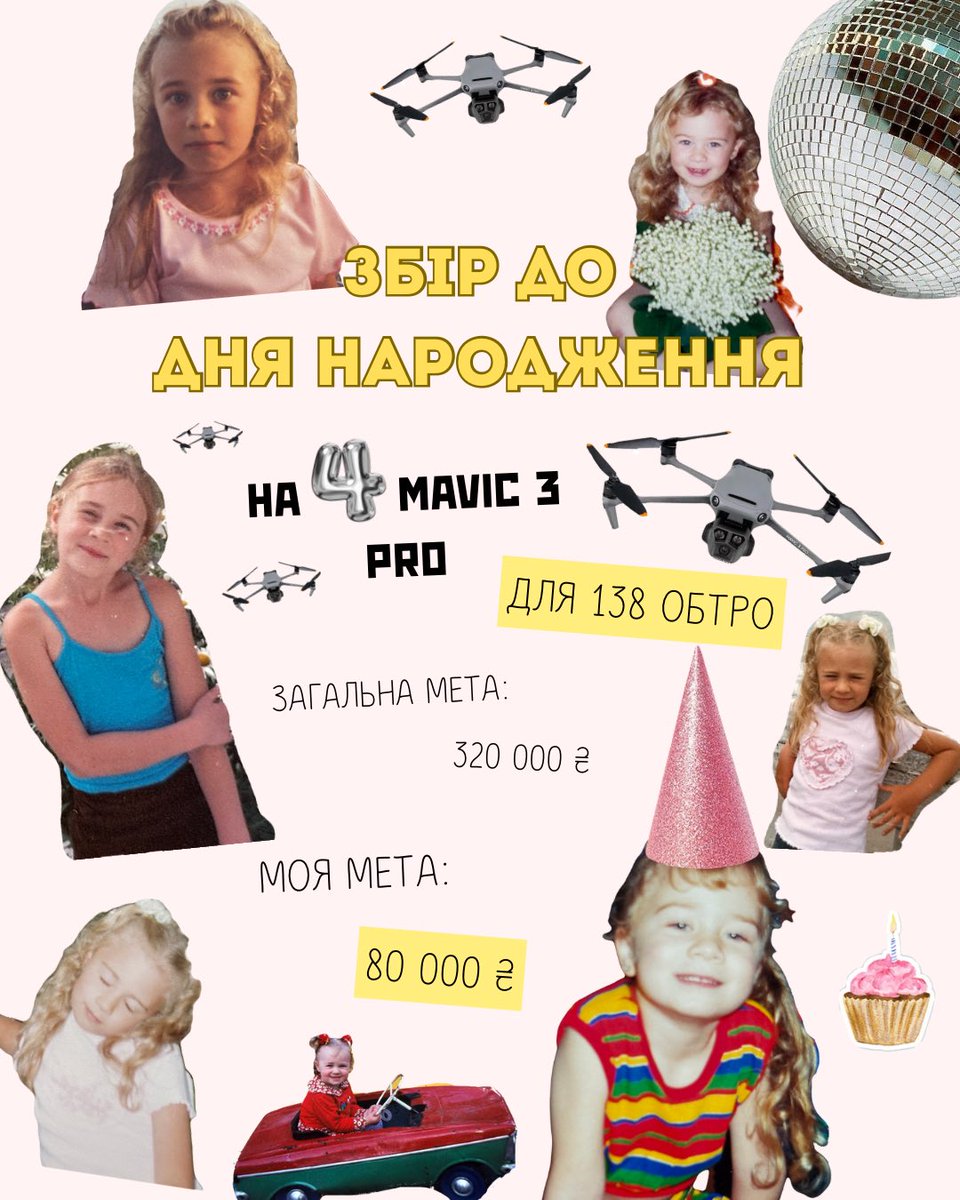 Сьогодні знімаю капелюха і святкую 28 років. І робити я це можу завдяки силам оборони, того відкриваю святкову банку для 138 ОбТРО. В них є потреба на 4 MAVIC 3Pro. 

Загальна сума збору - 320 000 грн
Моя мета - 80 000 грн 

Посилання на банку нижче 👇🏻