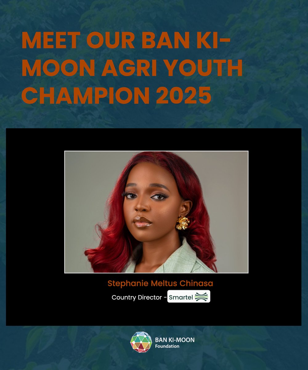 Smartelglobal's tweet image. We are equally pleased to announce that our Country Director, Stephanie Meltus , has also been selected as a 2025 Youth AgriChampion by the distinguished Ban Ki-moon Centre for Global Citizens🎉