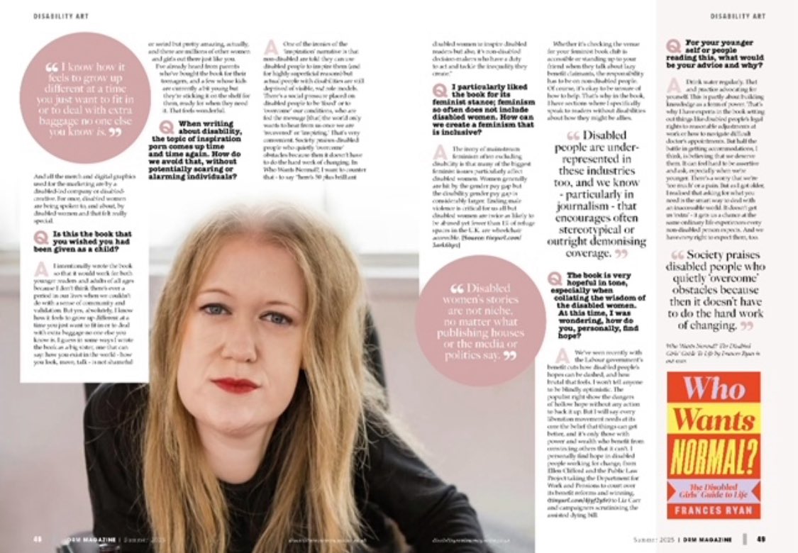Frances Ryan (@drfrancesryan) on Twitter photo Lovely to be in the latest issue of <a href="/DisabilityRMag/">Disability ReviewMag</a> chatting about Who Wants Normal? (and finding hope in a tough summer for many disabled people) Lovely to be in the latest issue of <a href="/DisabilityRMag/">Disability ReviewMag</a> chatting about Who Wants Normal? (and finding hope in a tough summer for many disabled people)