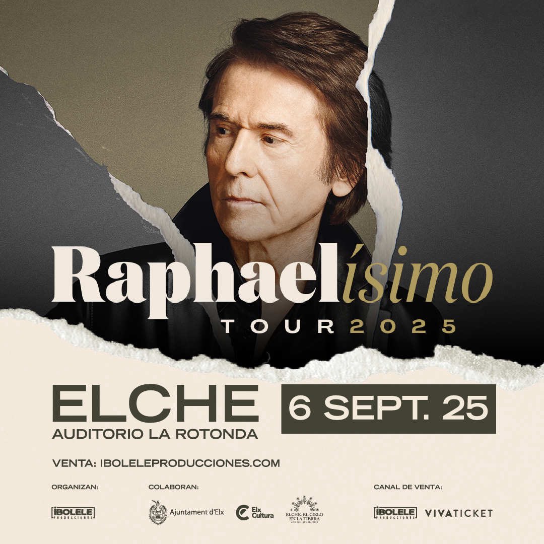 Elche será una de las ciudades que reciban en el mes de septiembre la gira #Raphaelisimo de <a href="/RAPHAELartista/">𝗥𝗔𝗣𝗛𝗔𝗘𝗟</a> ! 

🗓️ 6 septiembre 

📍 Auditorio de la La Rontonda

🎫 iboleleproducciones.janto.es/es/concierto/r…