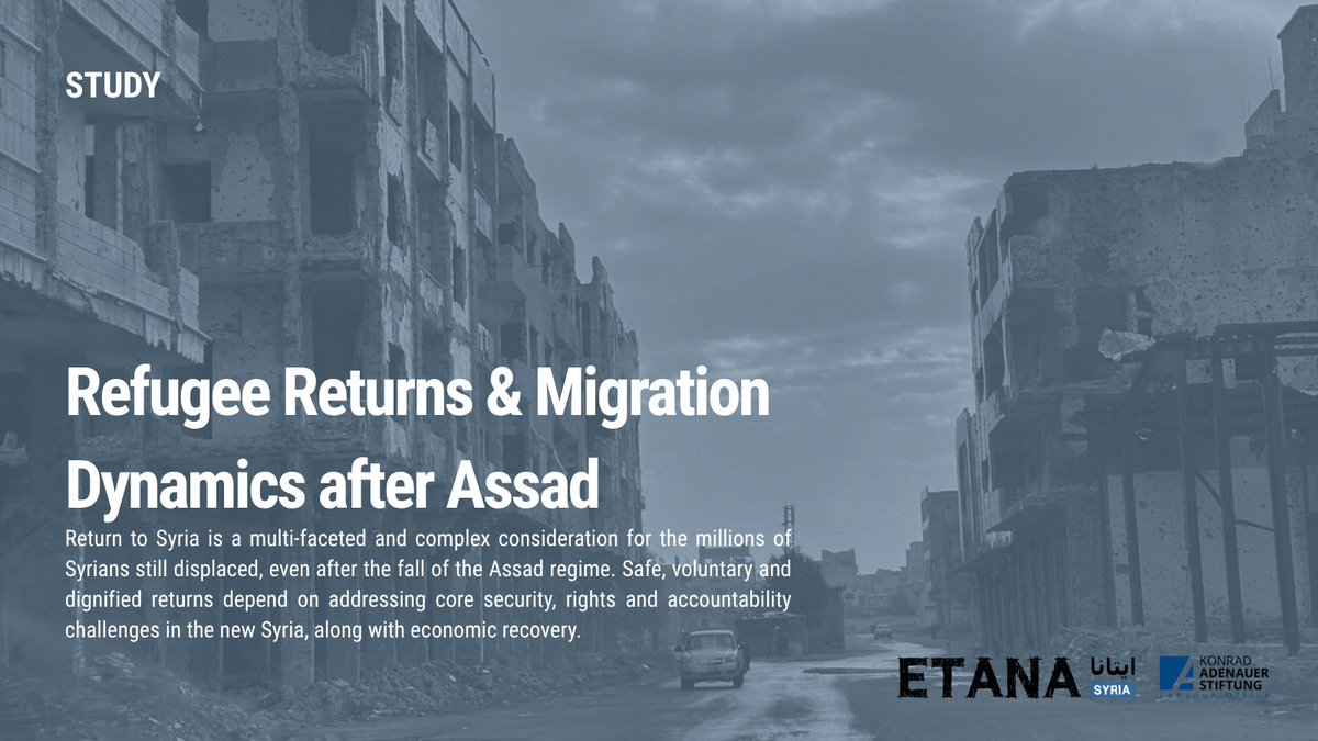 ETANA (@etana_syria) on Twitter photo Even after Assad, many Syrian refugees, IDPs, and in situ residents still worry for their safety upon return.
🔗: buff.ly/xC9O8W5 <a href="/KAS_Lebanon/">KAS Lebanon</a> Even after Assad, many Syrian refugees, IDPs, and in situ residents still worry for their safety upon return.
🔗: buff.ly/xC9O8W5 <a href="/KAS_Lebanon/">KAS Lebanon</a>