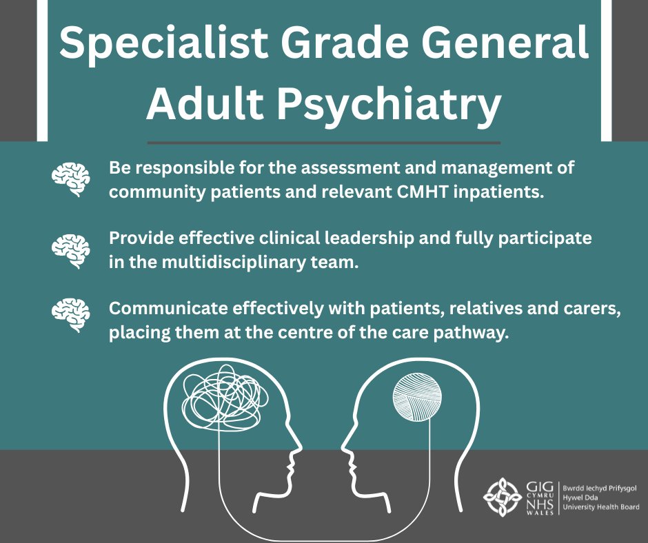 SwyddiHDdaJobs's tweet image. ** Specialist Grade General Adult Psychiatry **

🟩Provide effective clinical leadership and fully participate in the multidisciplinary team.

Are you interested? Message us to find out more or apply here…
hduhb.nhs.wales/working-for-us…