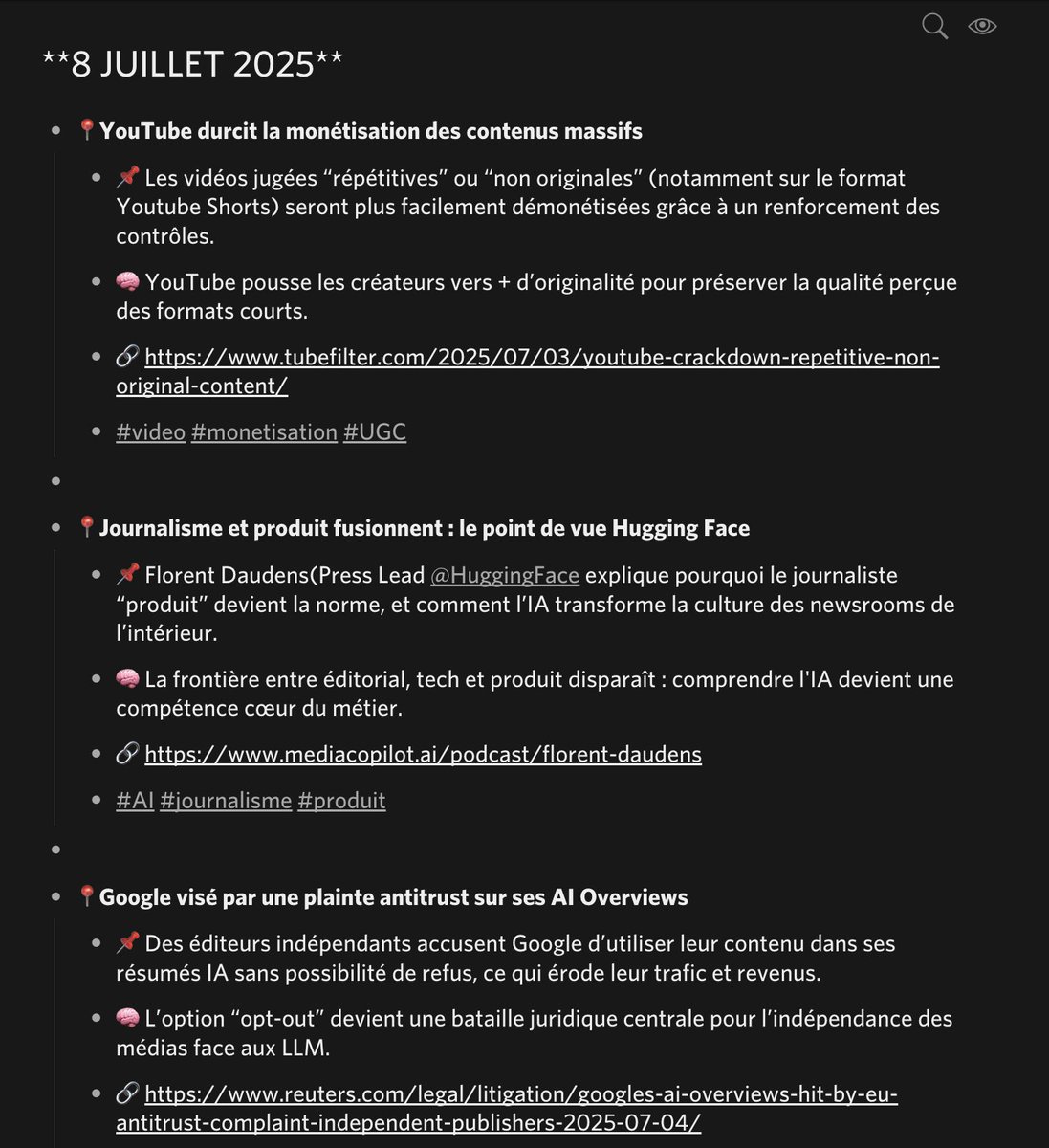 mes notes sur l'actu média du jour