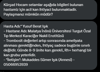 Malatya acil kan ihtiyacı 
paylaşalım dostlar