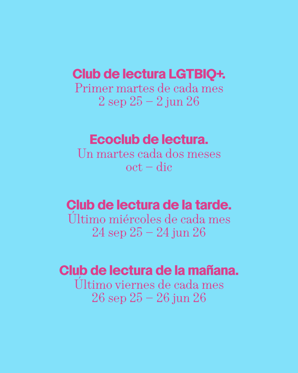📖Clubes de lectura 2025-2026 — Esto es una invitación a apuntarte a alguno de los clubes de lectura que organizamos de septiembre a junio en La Casa Encendida.

→ Si disfrutas hablando de los libros, te encanta que te recomienden, quieres adentrarte en lecturas nuevas o
