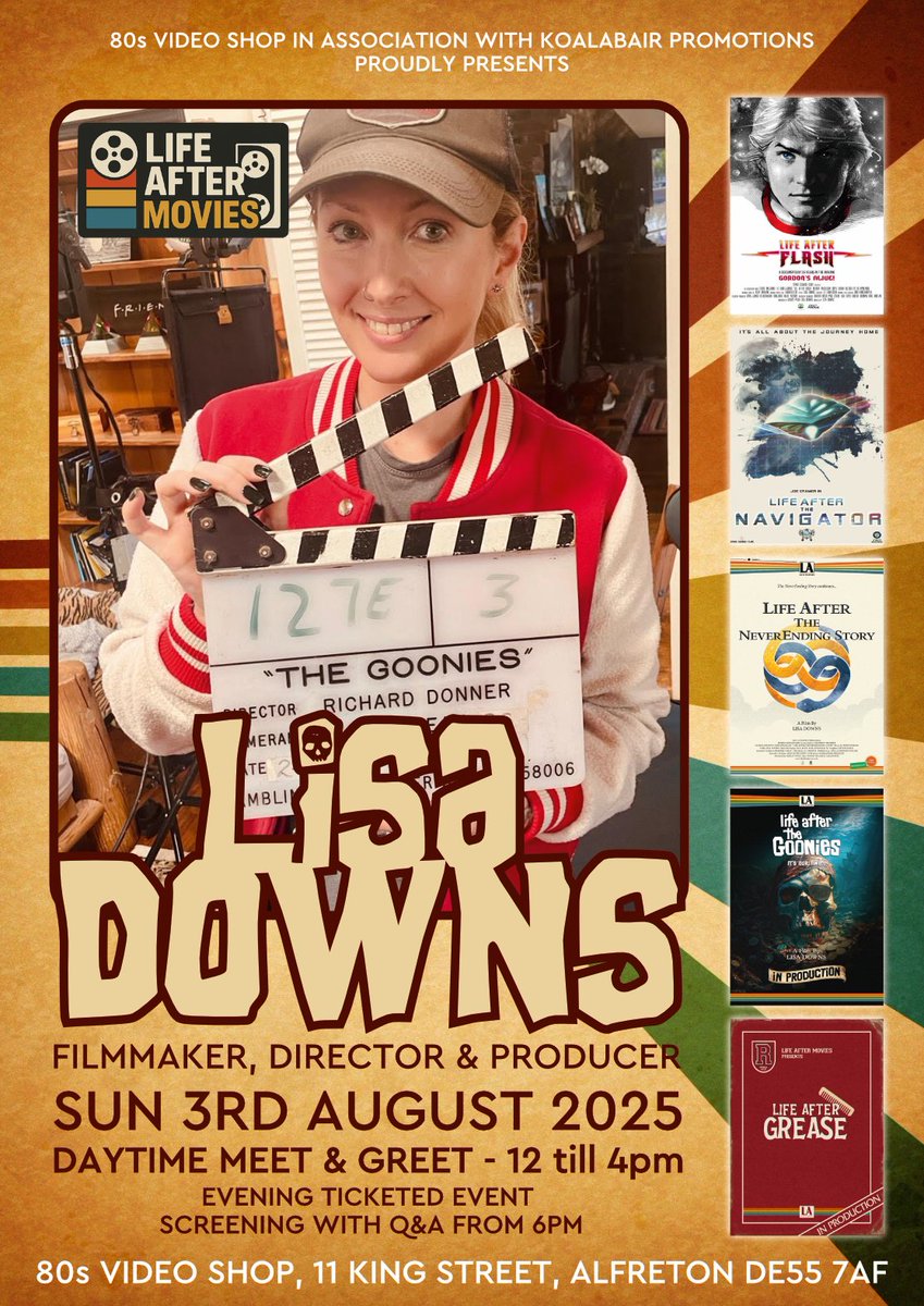 80sVideoShop's tweet image. Excited to welcome Lisa Downs from @LifeAfterMovie3 to the shop on 3rd August for a Meet & Greet along with a screening of Life After The Neverending Story. Tickets for the evening event are here.... 80svideoshop.bigcartel.com/product/lisa-d…